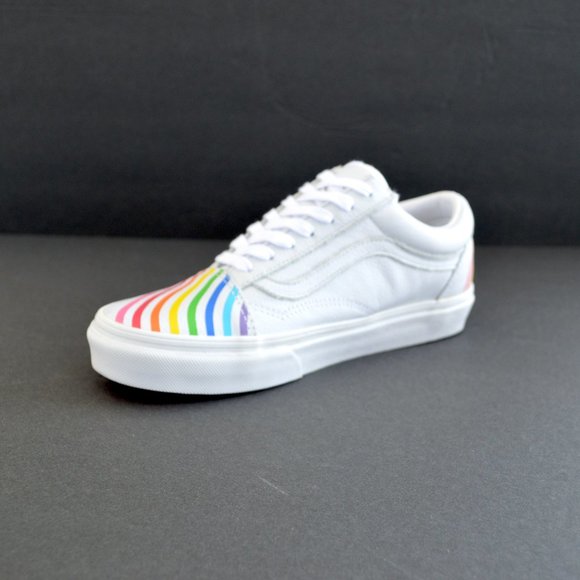 VANS OLD SKOOL FLOUR SHOP RAINBOW WHITE LEATHER SNEAKER SHOES NEW - Picture 4 of 14